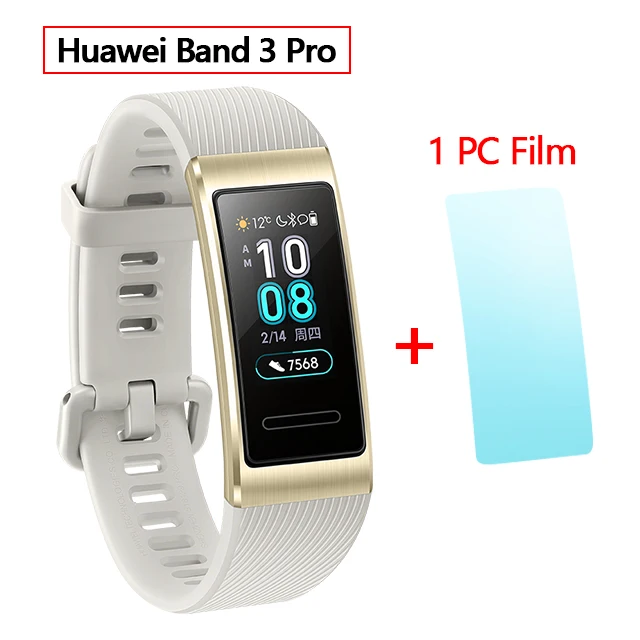 huawei Band 3 Pro gps Amoled 0,95 'Полноцветный Сенсорный Водонепроницаемый металлический браслет с датчиком пульса для плавания и сна - Цвет: gold add film