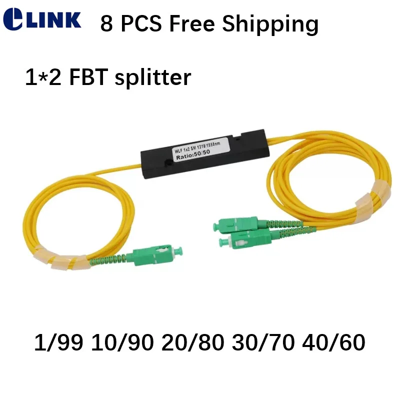 8 PCS FBT splitter SC/APC Abs box dual window 30/70 90/10 80/20 ratio optical fused coupler for FTTH 1310/1550nm free shipping