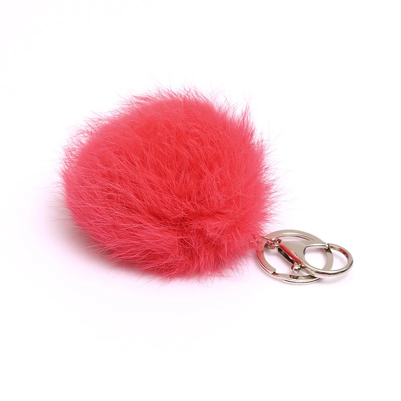 Pom Pom Fur Key Chain Fashion 8cm Fuzzy Fur Ball Car KeyChain 14 Colors