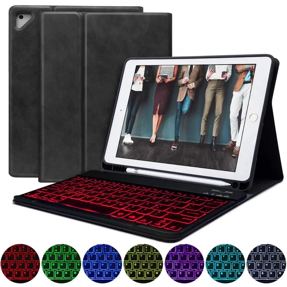 Чехол клавиатура для iPad mini 5 7 9 2019 чехол 360 Поворот беспроводная с подсветкой Bluetooth