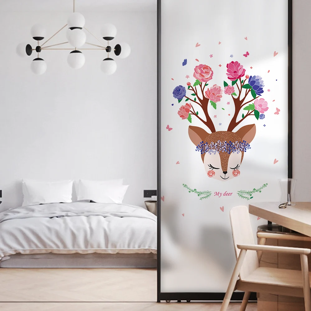 

Free Customized Stained Static Cling Window Film Frosted Privacy Glass Sticker Home Decor Digital print BLT1666 Elf Elk