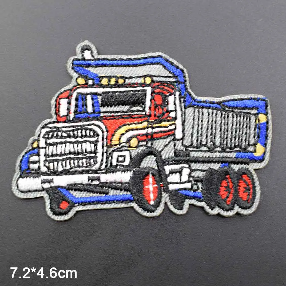 Мультфильм экскаватор бетон Mxier грузовик пожарная машина двигатель Железный на вышитой одежды патч для одежды мальчиков - Цвет: lanse kache