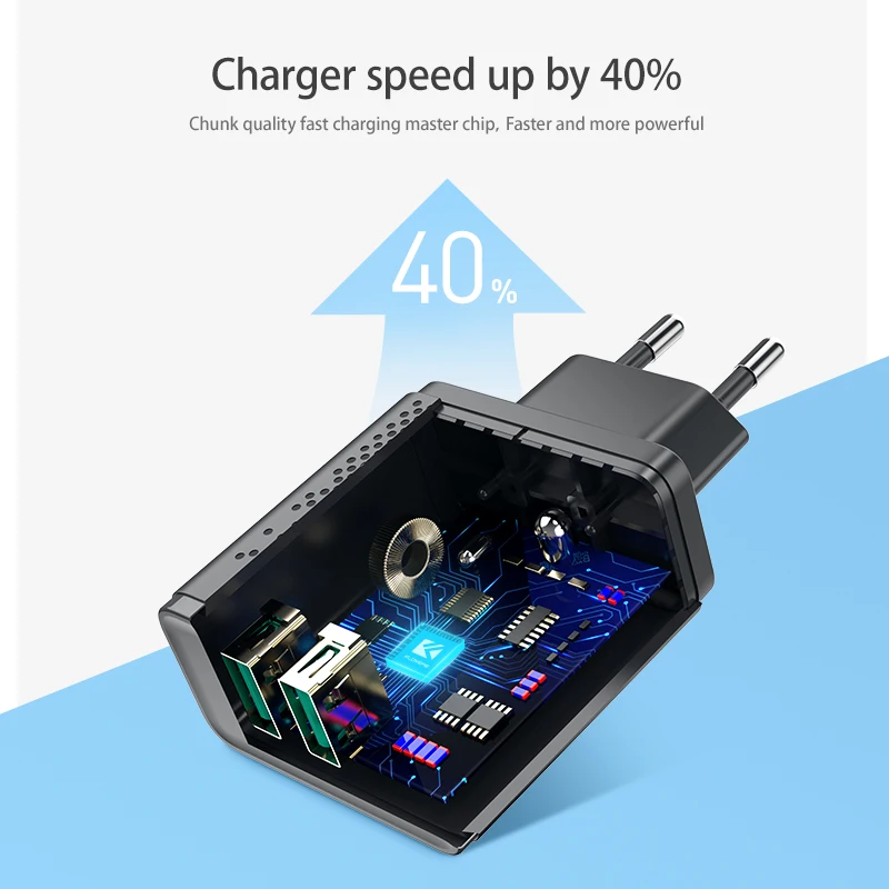 Зарядное устройство FLOVEME со светодиодной подсветкой и двумя USB портами 5