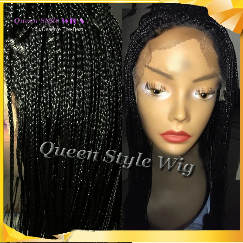 afro braid hairstyle wig lace front synthetic black color
