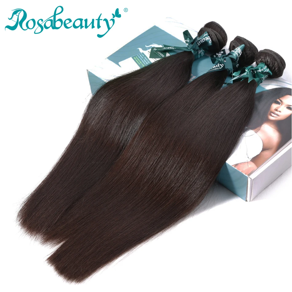 

Rosabeauty Hair Products Malaysian Virgin Hair Straight 3 Bundles/lots Natural Color 100% Human Hair Bundles Free Ship