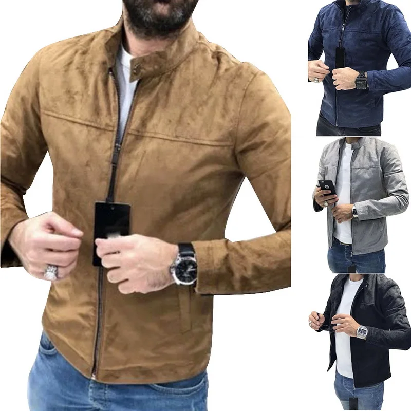 

SFIT brand autumn motorcycle Suede jacket men leather jackets jaqueta de couro masculina mens leather coats Zipper Man Outerwear