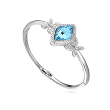 Chapado En Oro Blanco de cristal de Swarovski Joyería de Las Mujeres Clásicas Moda Cristales Elementos Brazalete de diamantes de Imitación Femenina Pulsera de La Muchacha