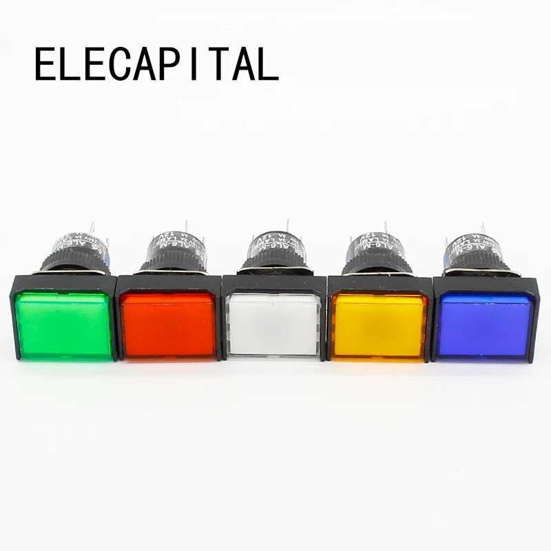 Прямоугольная кнопочная лампа 16 мм 1 шт. 5 контактов 12 В|switch lamp|lamp switchpush button lamp switch |