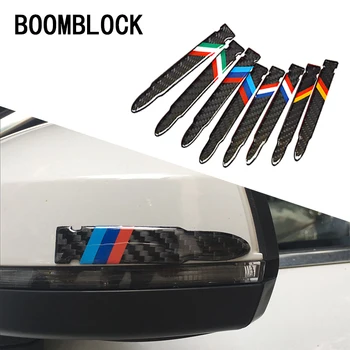 

BOOMBLOCK 2pcs Carbon Fiber Rearview Mirror Car Stickers For Mercedes W204 W210 AMG Benz Bmw E36 E90 E60 Fiat 500 Volvo S80
