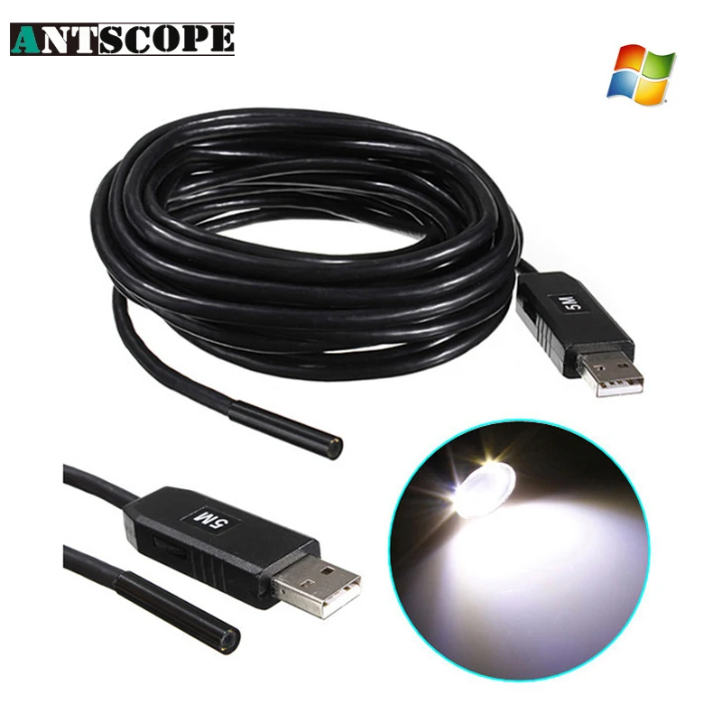 

Antscope 5M 7mm 6 LED USB Waterproof 6LED USB Endoscope Borescope Inspection Snake Tube Mini Endoscope Camera
