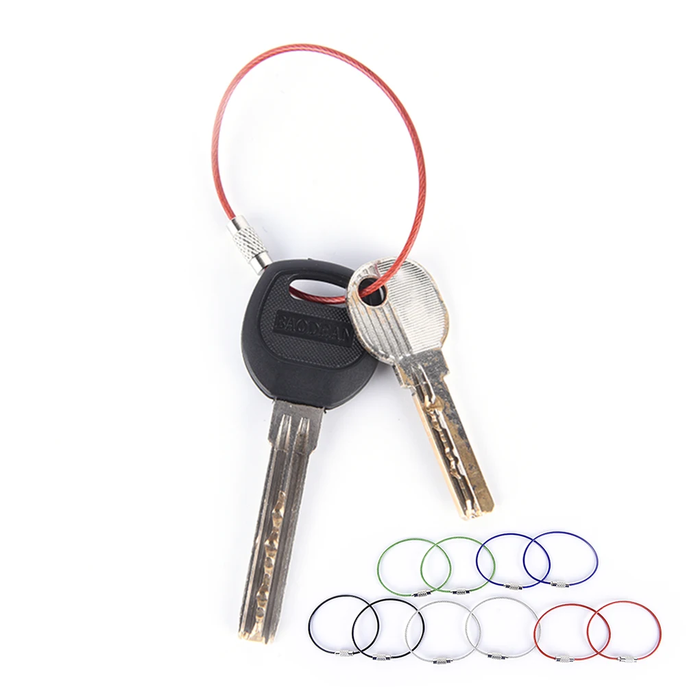 15cm 5PCS Durable Stainless Steel Wire Keychain Cable Key Ring Chain