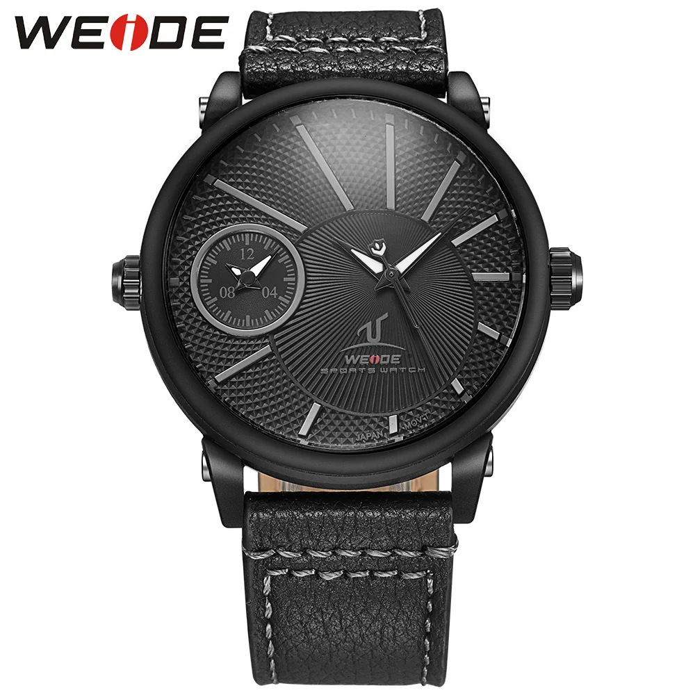 

WEIDE Brand Fashion Designer Business Men Clock Multiple Time Zone Casual Leather Band Luxury Black Quartz Men Wrist Watch