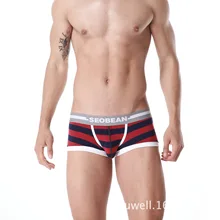 Новое мужское нижнее белье сексуальное тонкое весенне-летнее хлопковое нижнее белье новые трусы-боксеры в полоску модные u выпуклые оптом боксеры мужские подарок