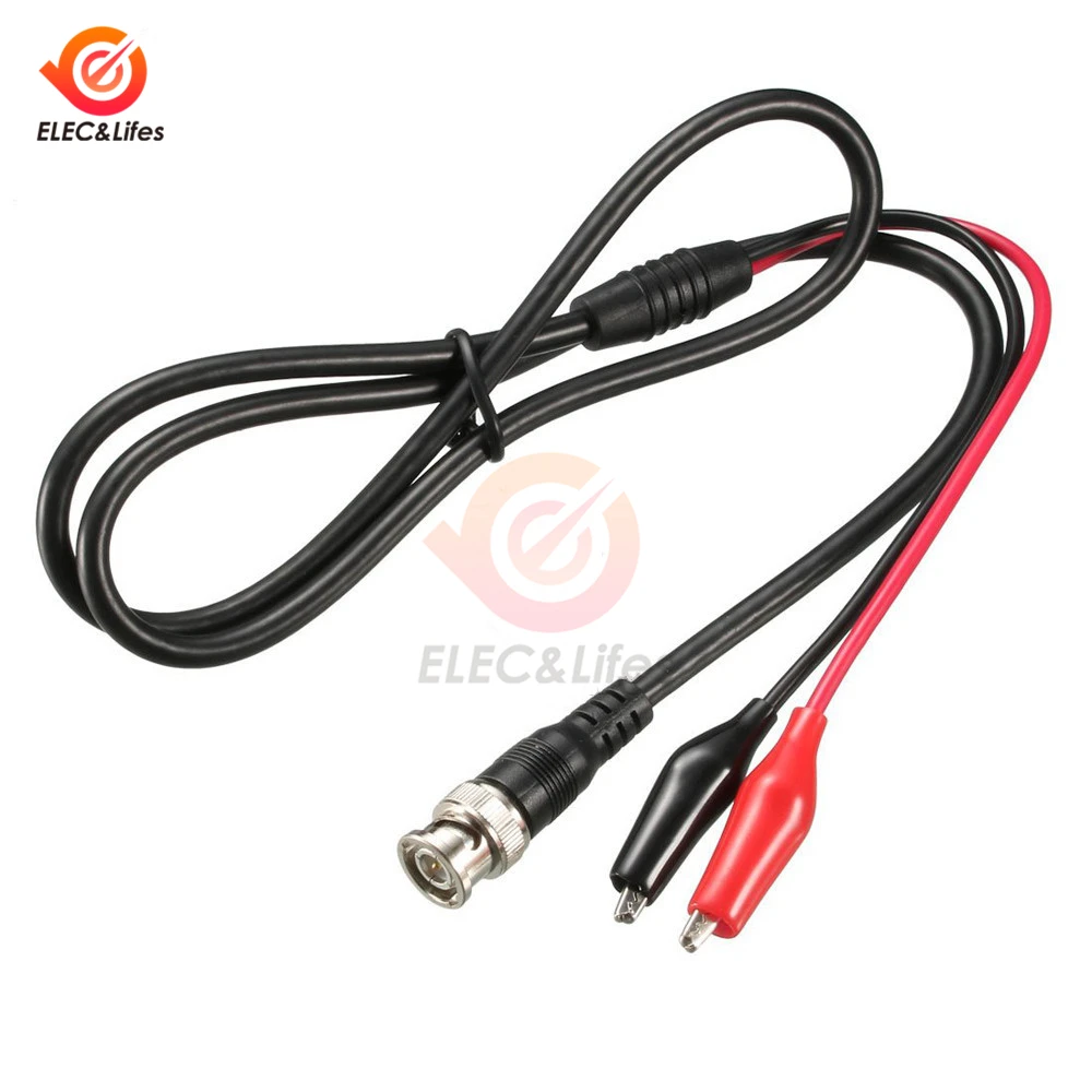 1Set BNC Male Plug to Dual Alligator Clip Oscilloscope Test Probe Lead Cable 1M Multifunction Combination Test Cable Wire