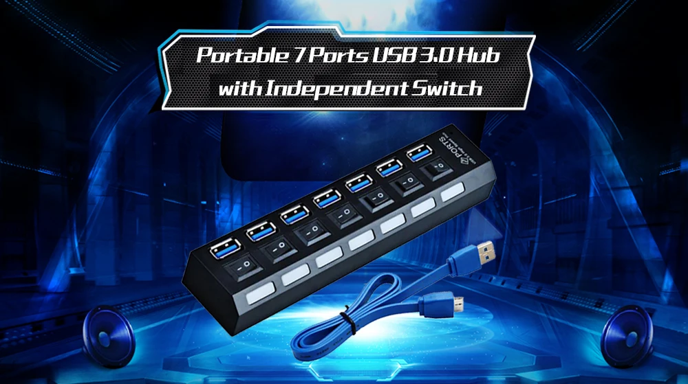 Rovtop USB 3,0 концентратор 4/7 портов микро-концентратор разветвитель с адаптером питания USB Hab высокоскоростной 5 Гбит/с USB разветвитель 3 хаба для ПК