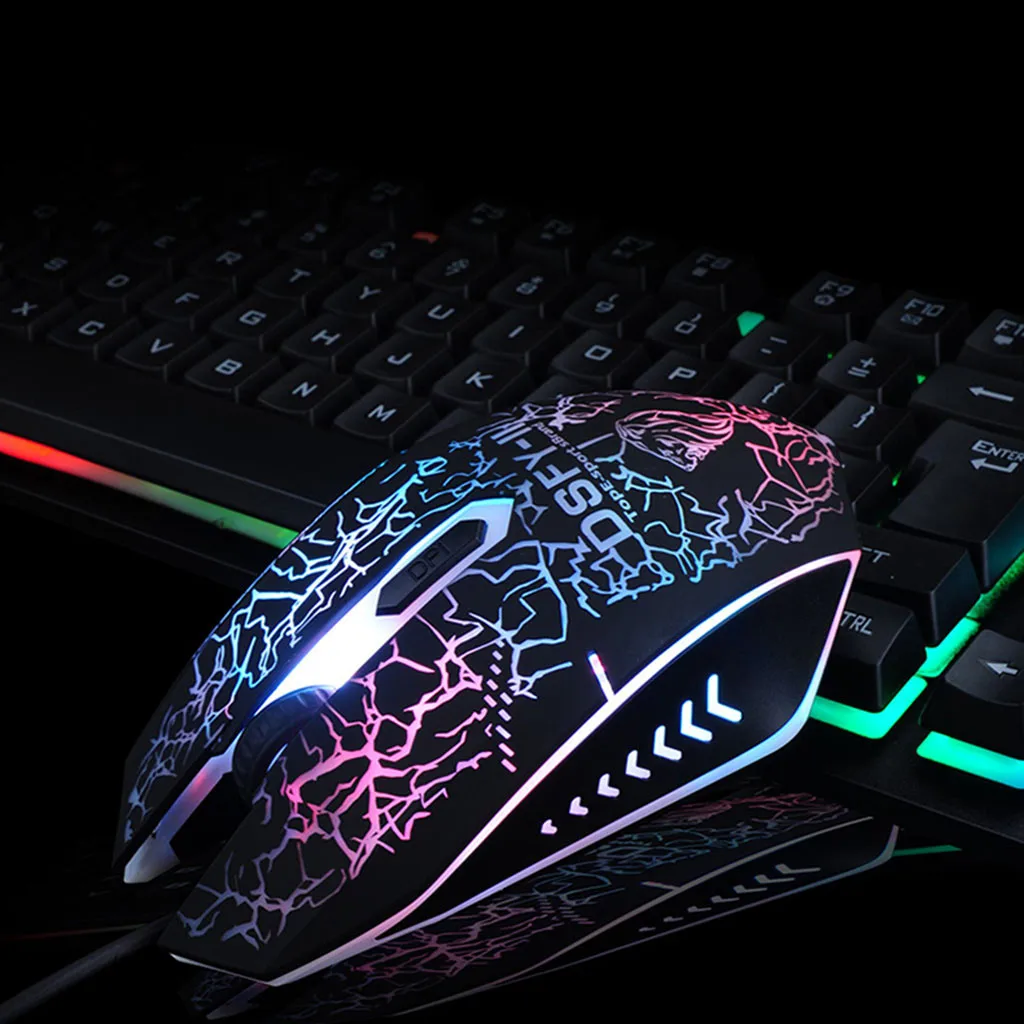 Горячая Радуга игровая клавиатура и мышь набор СВЕТОДИОДНЫЙ многоцветный меняющая мышь с подсветкой Геймерское игровое оборудование интернет наборы для кафе