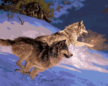 

No Frame Wolf Animals DIY Painting By Numbers Kits Paint On Canvas Acrylic Coloring Painitng By Numbers For Home Wall Decor