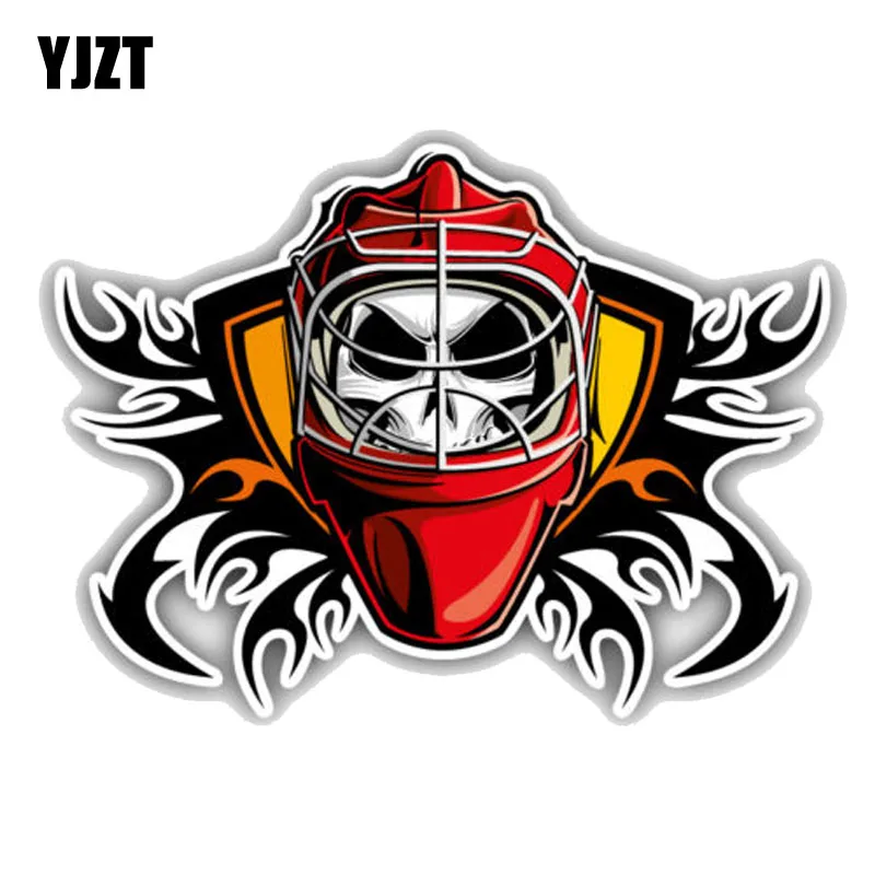 

YJZT 12.7CM*9.3CM ClassicalHockey Goalie Skull Label PVC Car Motorcycle Sticker 11-00021