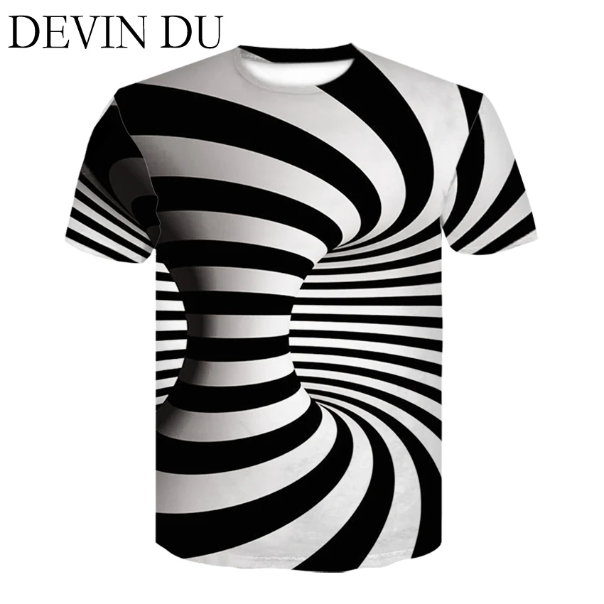 Черно-белая футболка с гипнотическим принтом, Забавные футболки с коротким рукавом Unisxe, мужские топы, мужские 3D футболки, одежда