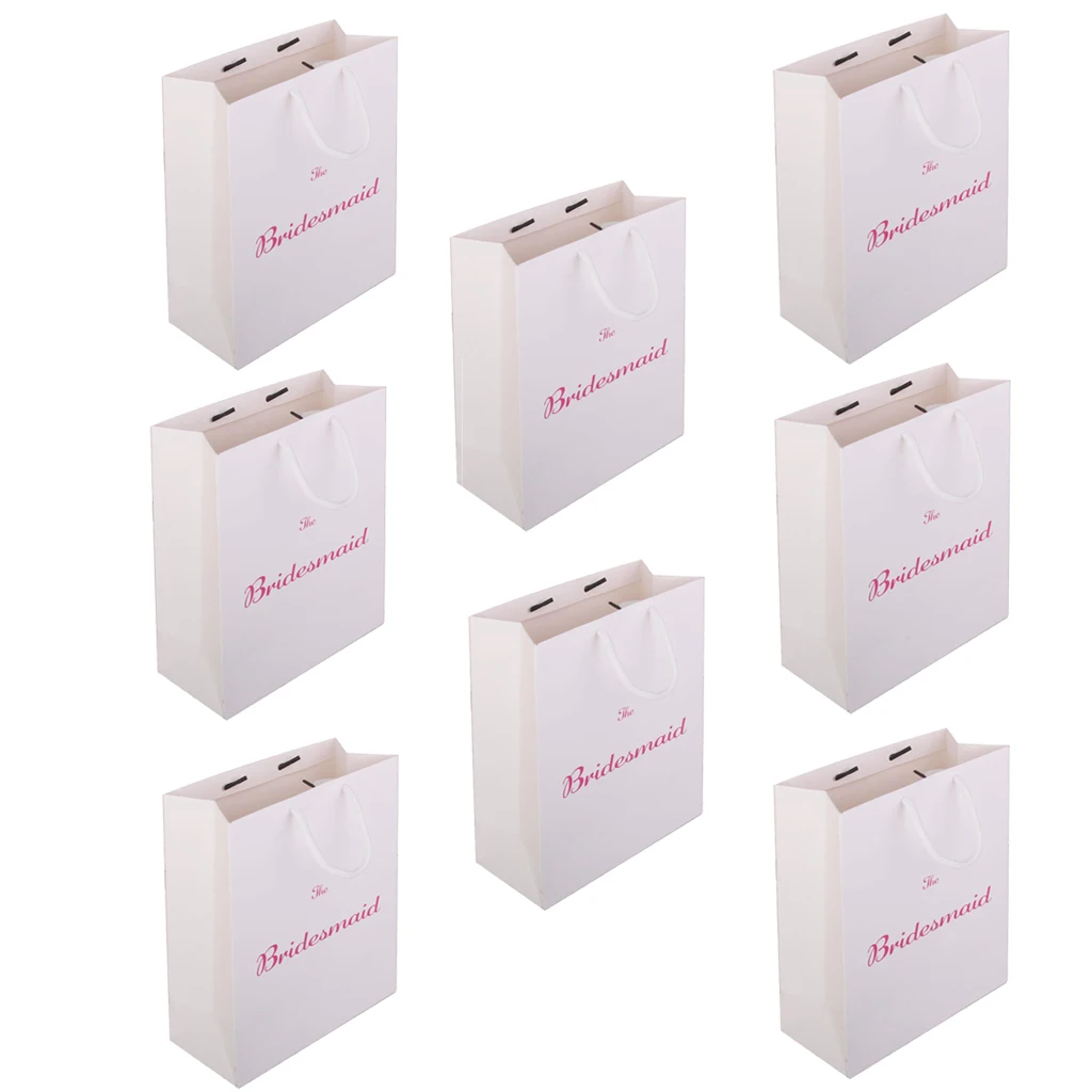 Pieces of 8 The Bridesmaid Printed Paper Bag with Handle for Wedding, Bridal Shower, Hen Night Party