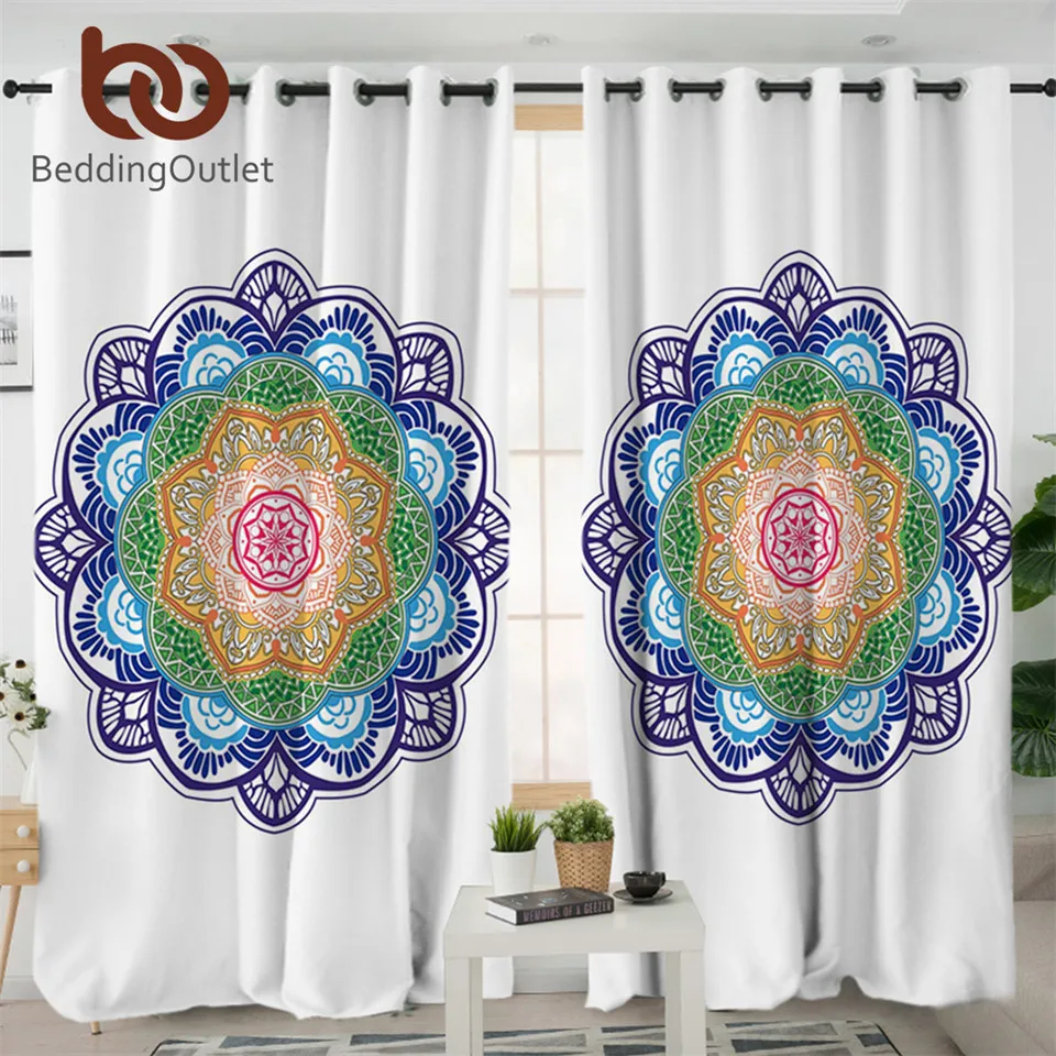 

BeddingOutlet Mandala Bedroom Curtain Bohemian Blackout Curtain for Living Room Kitchen Colorful Boho Flower Drapes 1PC Dropship