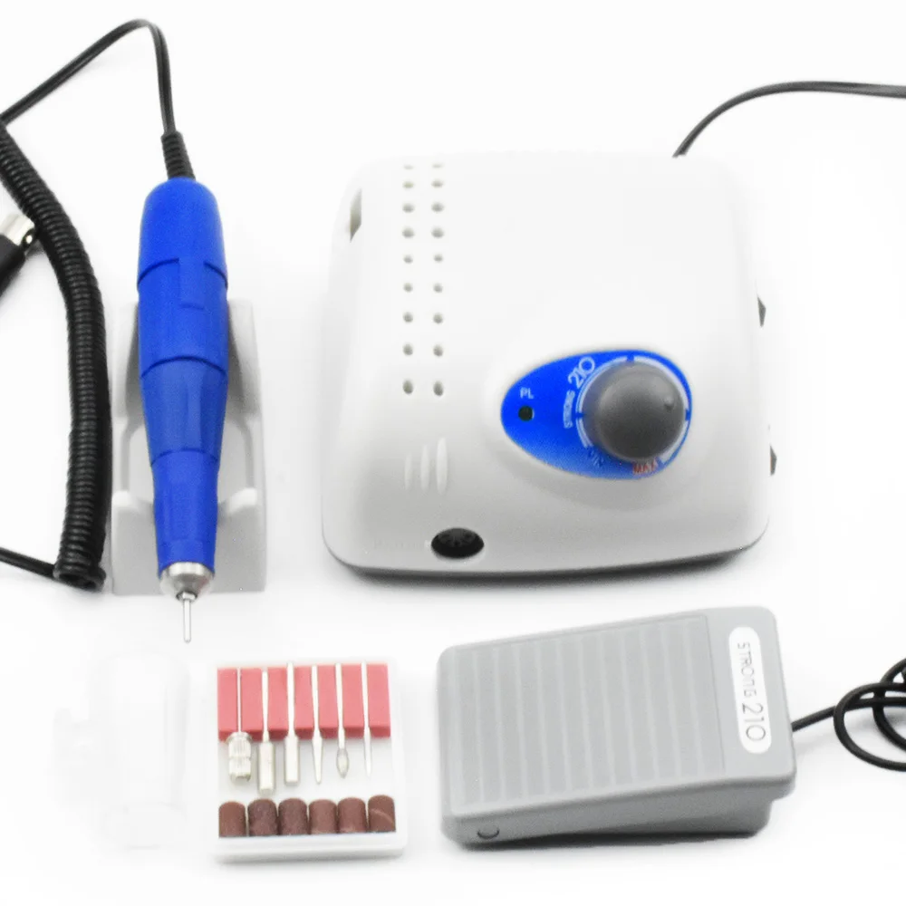 

65W 35000RPM Electric Nail Drill Machine Strong 210 Model 204 Handpiece Manicure Pedicure Nail File Bit Nail Art Equipment