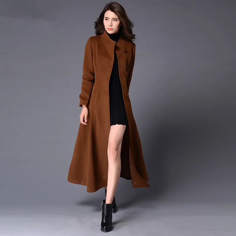 Зимнее пальто размера плюс 3XL, женское утолщенное кашемировое пальто выше колена, длинное шерстяное пальто, парка, зимняя куртка, Женское пальто выше размера d, C2721 - Цвет: brown