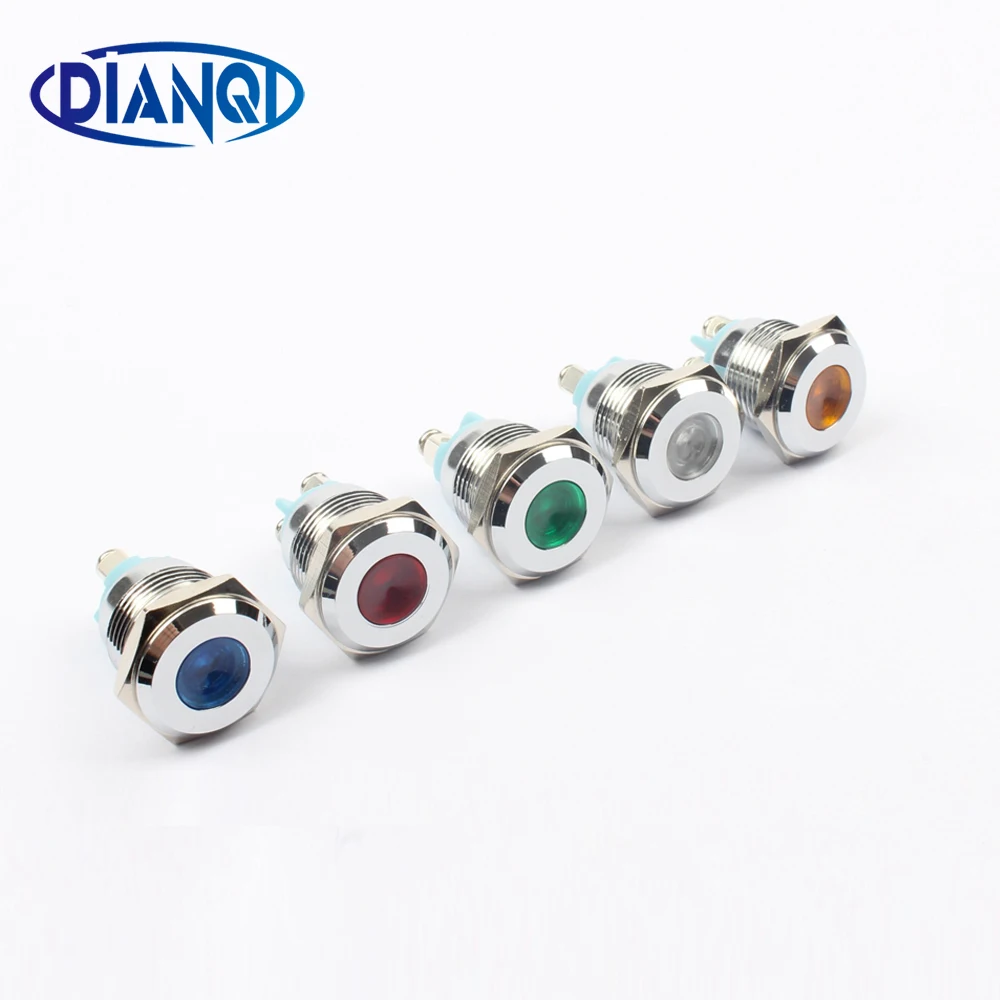 

LED Metal Indicator light 16mm waterproof Signal lamp LIGHT 3V 6V 12V 24V 220v screw connect red yellow blue white 16ZSD.PY.L