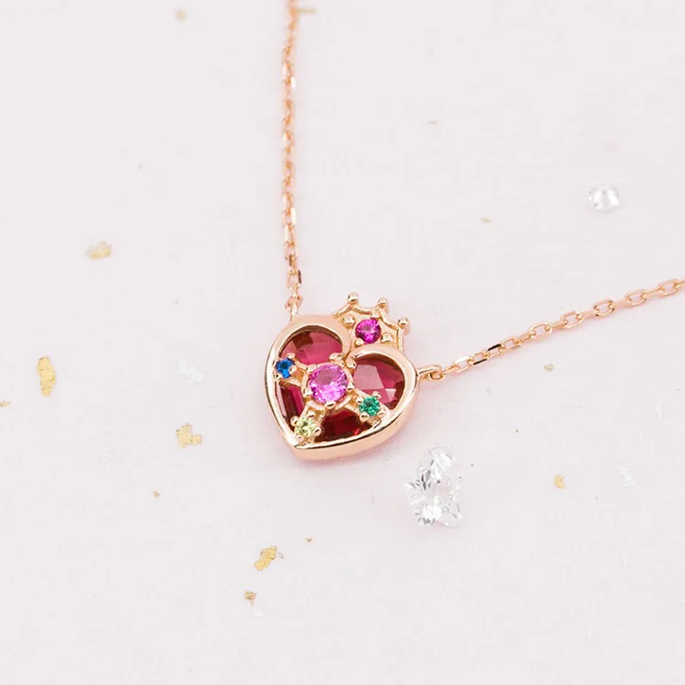 

Sailor Moon The Cosmic Heart Compact 925 Sterling Silver Pink Love Heart Pendant Necklace Customized Cosplay Gift N1
