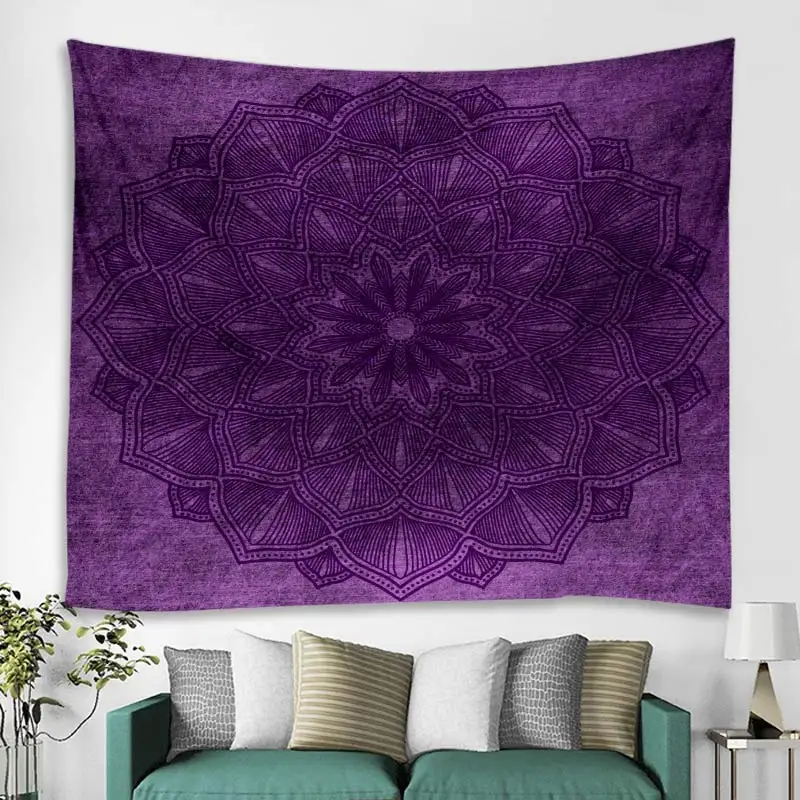 Настенная картина большого размера МАНДАЛА ГОБЕЛЕН богемный гобелен на стену искусство ковер одеяло Йога декоративный коврик винтажный фиолетовый гобелен для дома