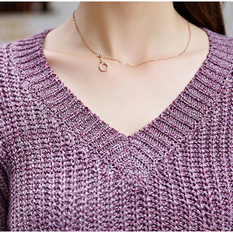 Winter top Sweater Women Sexy V Neck Hand Knitted Pullovers Korean Version Loose Fashion 2018 Autumn New Long Sleeve Female Tops