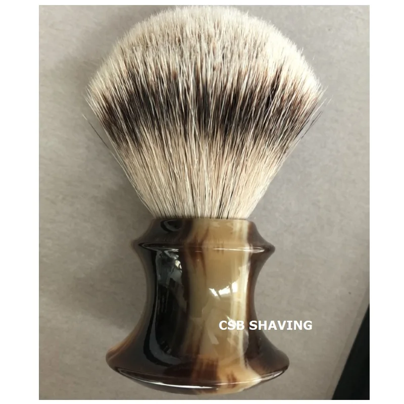 Csb высокое качество Silvertip барсук волос узел 24 мм искусственная бык рогом Смола Ручка Кисточки для бритья Усы Борода бритья мокрый инструмент