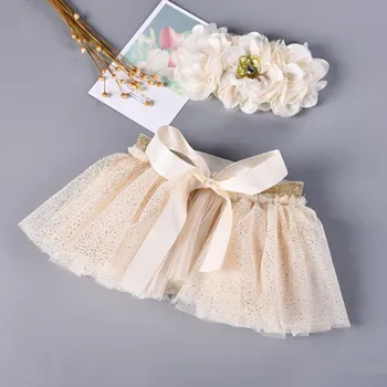 

Free size Infant & Toddler Tutu Sparkle Unicorn skirt summer princess Colorful ribbon tutu skirt with mesh headwear in set
