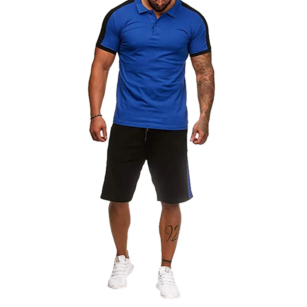 Men Tracksuits Short Sleeve 2019 Summer EU Size Male Fitness Sets High Quality Workout Shorts Sweaty Young Man Casual Sportswear Men Tracksuits Short Sleeve 2019 Summer EU Size Male Fitness Sets High Quality Workout Shorts Sweaty Young Man Casual Sportswear