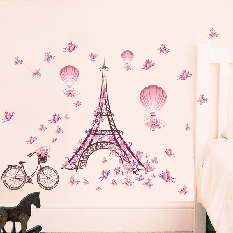 Романтическая парная башня, ПВХ наклейки на стену для детской комнаты, домашние наклейки для гостиной, спальни, декоративный плакат