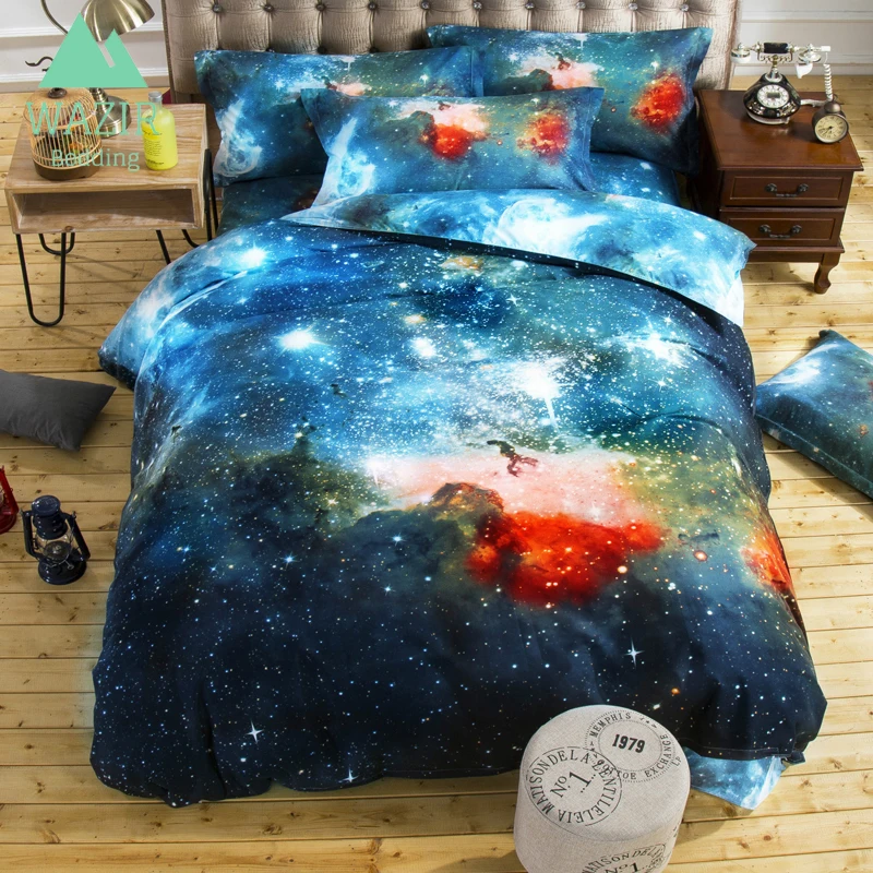 

WAZIR Cosmic starry sky unicorn 3D Printed bedding set duvet cover set Pillowcases comforter bedding sets bedclothes bed linen