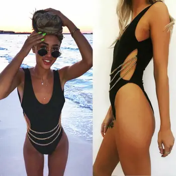 

2019 Sexy Womens Bandage One Piece Bikini Push Up Jumpsuit Swimwear Bathing Monokini Bodysuit