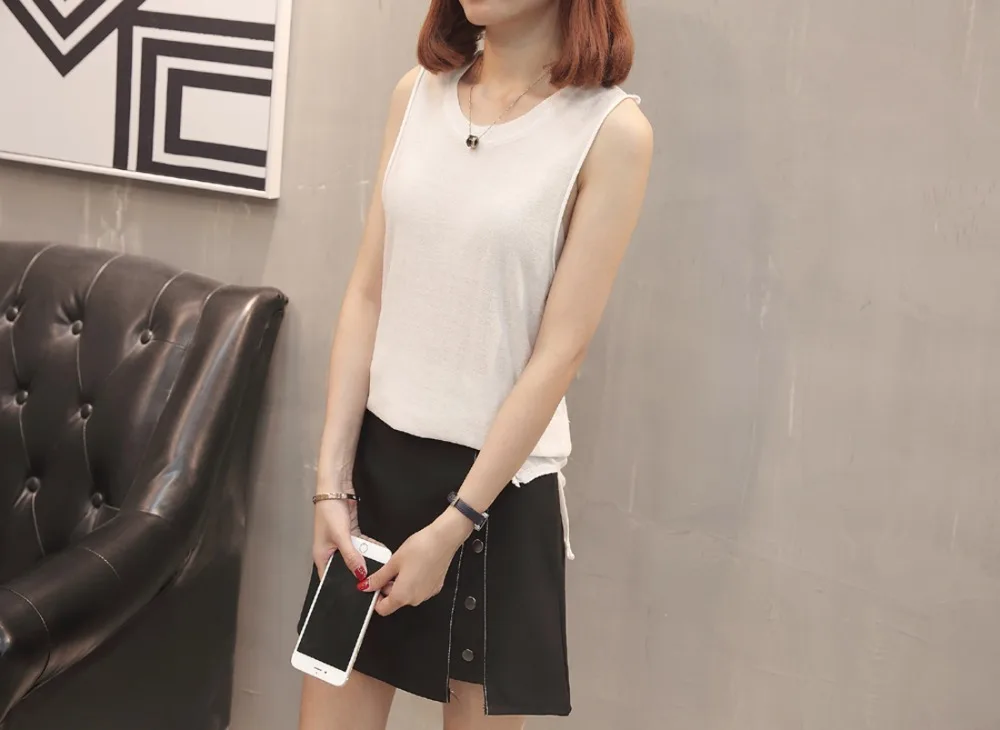 knitted vest F2501 white-2