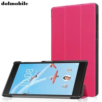 شراءDolmobile فليب كتاب غطاء PU حقيبة جلد مع حامل لينوفو تبويب 4 7 TB-7504F TB-7504X TB-7504N TB-7504 اللوحي ستايلس القلم