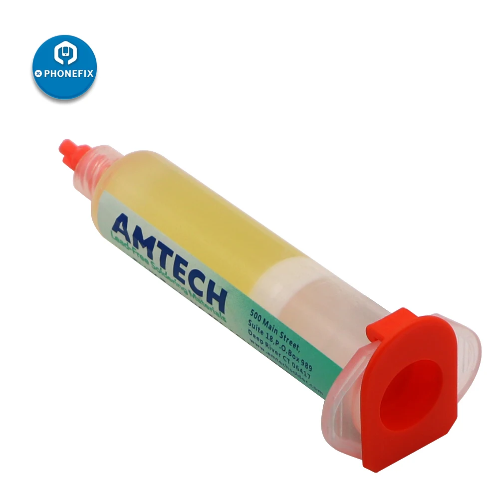 PHONEFIX Original AMTECH Unleaded NC-559-ASM BGA Soldering Tin Cream+Syringe Push+Needle Head for Phone PCB Welding Low Residue