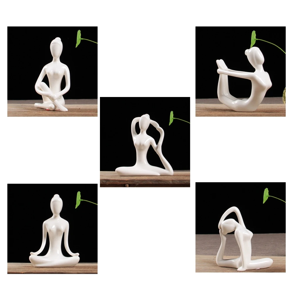 5pcs/set Yoga Posture Statue Desktop Decoration Wedding Gifts Display Decor