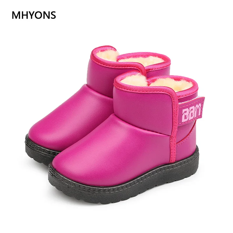 MHYONS 2019 детские сапоги из искусственной кожи водонепроницаемые мартинсы зимние