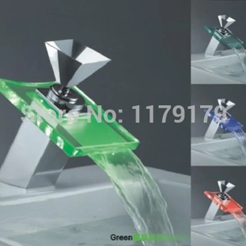 Popular crystal handle waterfall copper faucet copper chrome LED faucet bathroom faucet OD8652