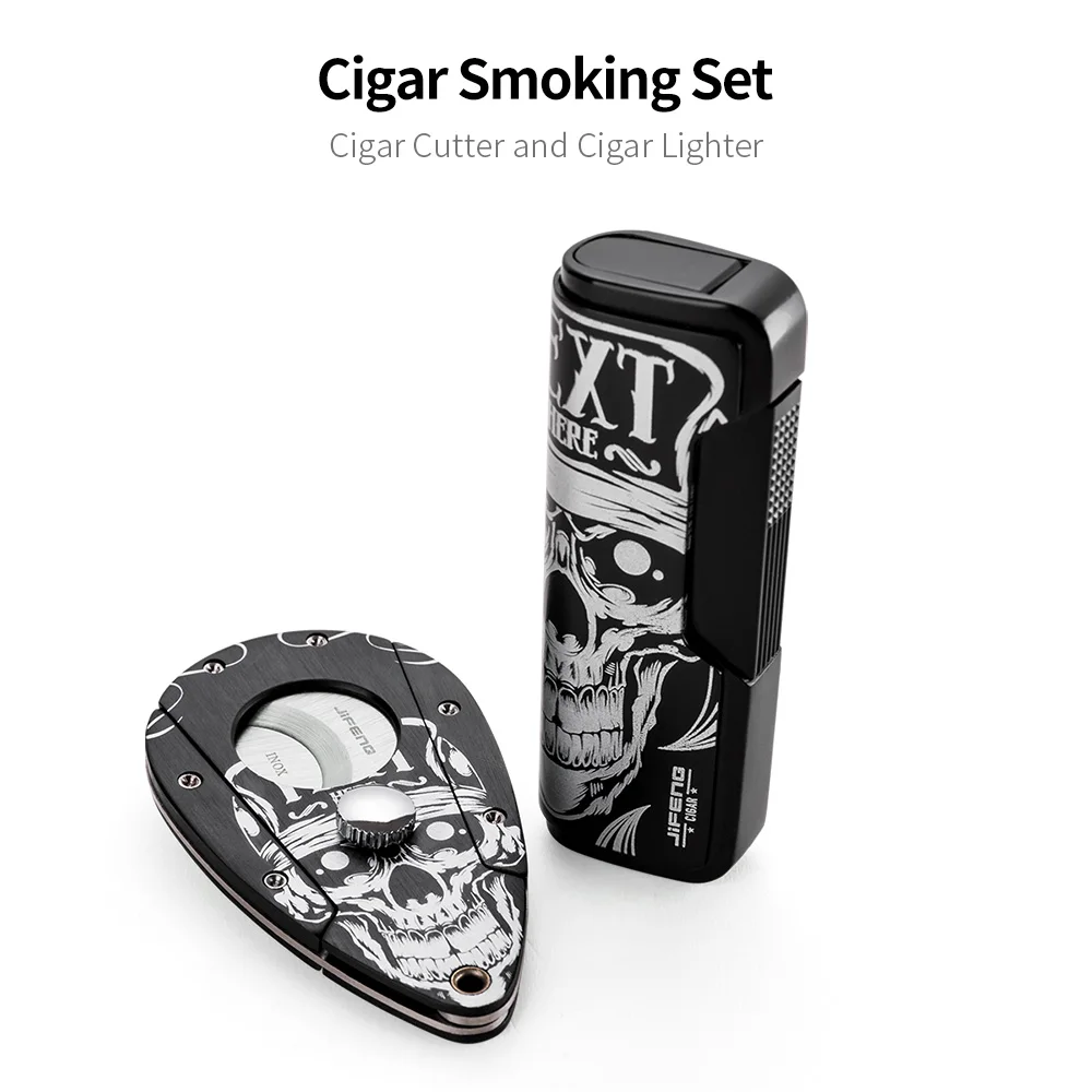 

Skull Cigar Ashtray Holder 1 with Sharp Metal Cigar Cutter Cigar Gift Set CQ-B2001