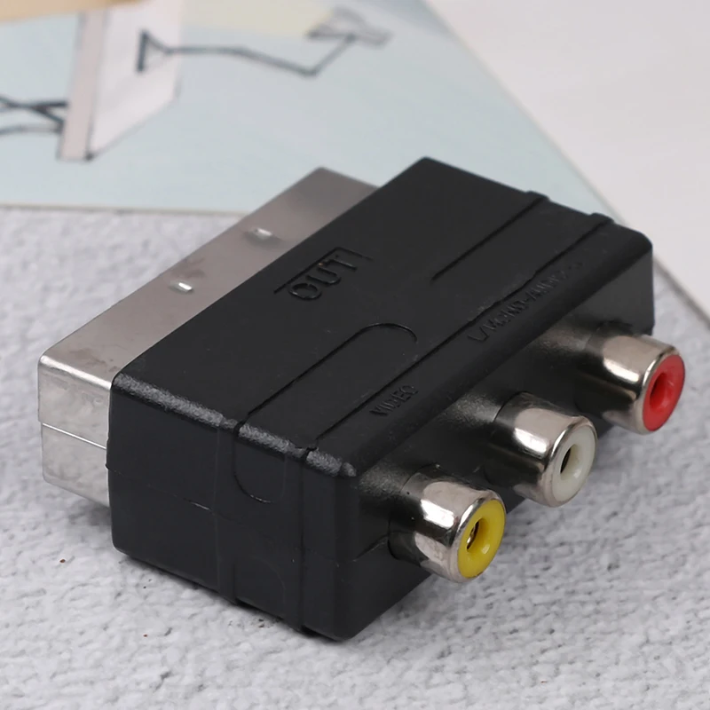 

RGB Scart To 3 RCA S-Video Adapter Composite RCA SVHS AV TV Audio Converter For Video DVD Recorder TV Television Projector
