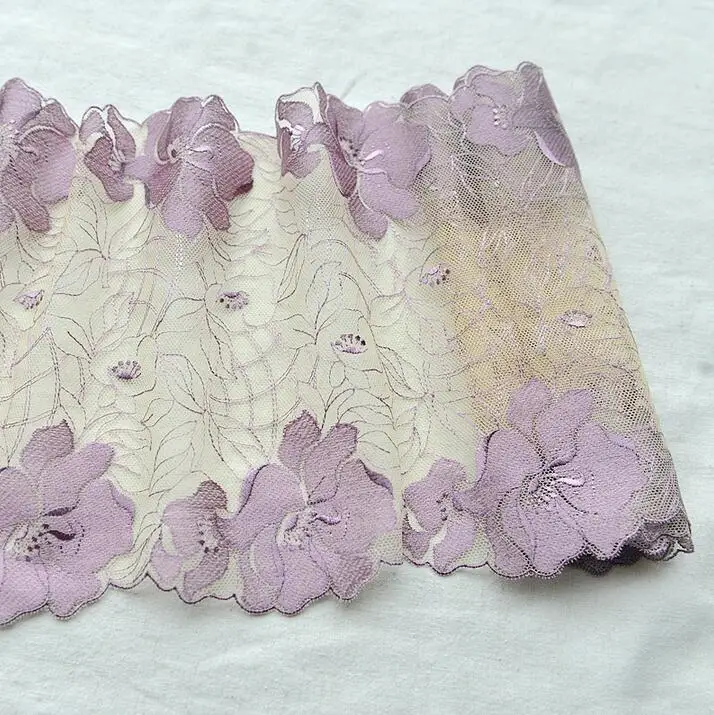 

1 Meter/lot 21cm Width Purple Exquisite Net Embroidery Lace Trimmings Decorative Lace Fabric DIY Clothing Accessories