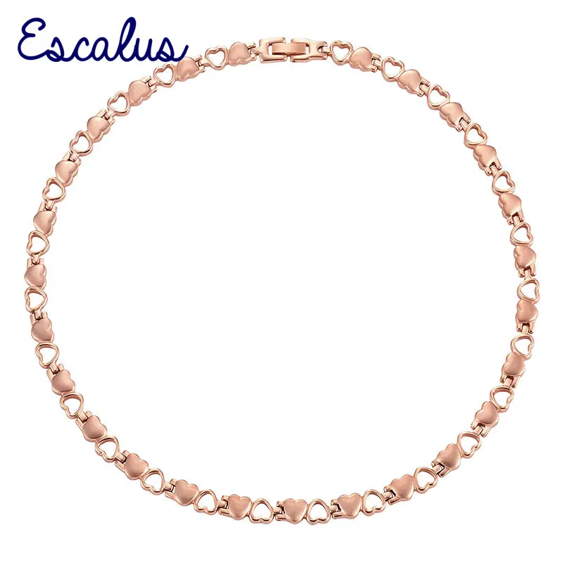 

Escalus Women Heart 4in1 Stainless Steel Necklace Ladies Girl Lover Jewelry Bio Gift Rose Gold Magnets Neckwear Charm