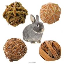 4 pçs natural pequena atividade animal mastigar brinquedos coelhos pássaro papagaio jogar rattan bolas