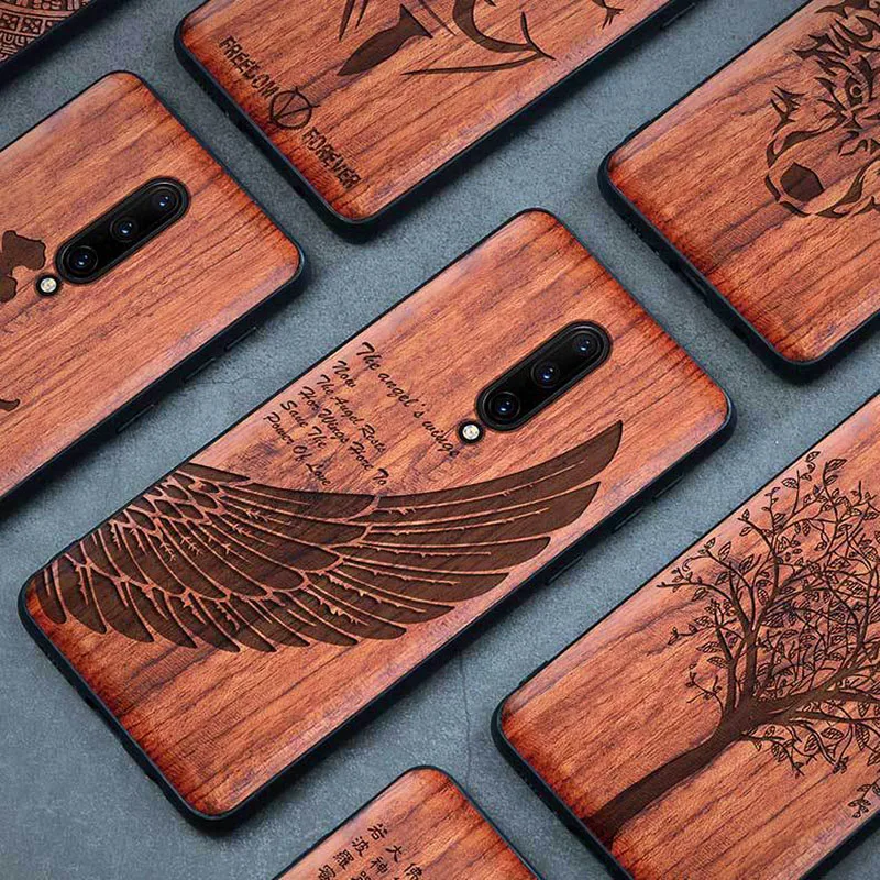

One plus 7 7 Pro case Boogic Original Real Wood Phone Case funda Oneplus 5T 6 6T Rosewood TPU Shockproof Back Cover Phone Shell
