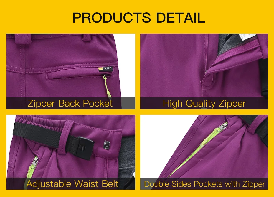 Hiking Pants Winter Woman Waterproof Hunting Trousers Softshell Fleece Warm Women's Pants Lightweight Women's Sports Pants (8)